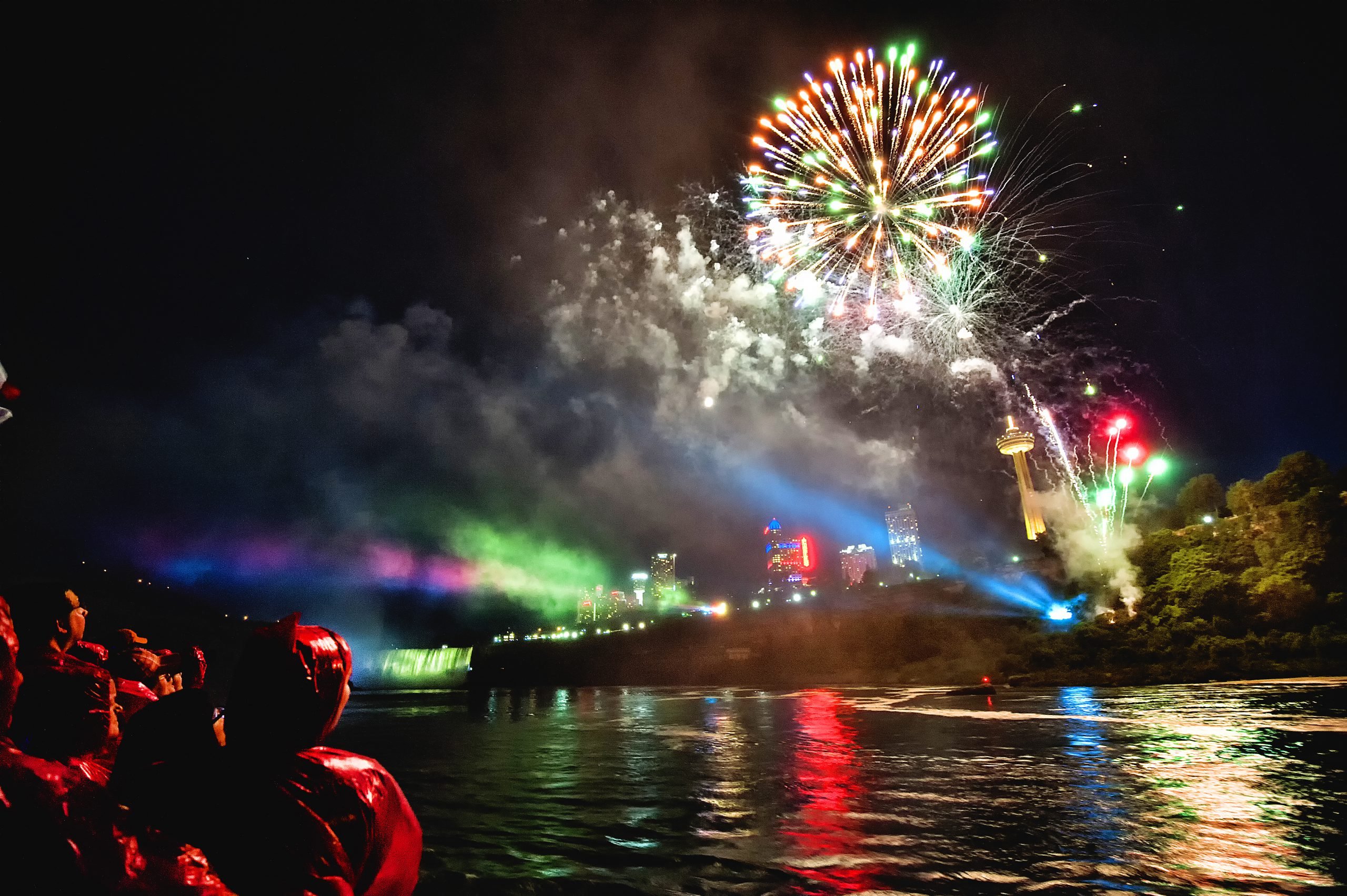 Falls Fireworks Cruise City Experiences anchored by Hornblower