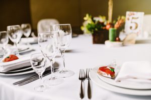 Place settings on a table for special event
