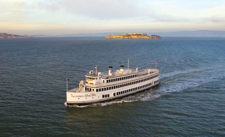 California Hornblower ship Alcatraz Island in background