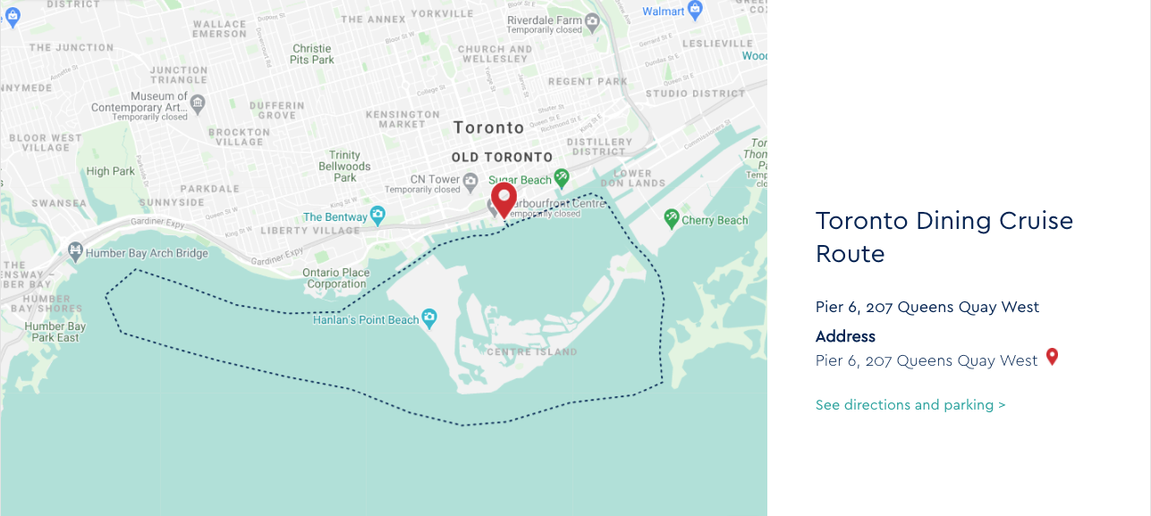 Toronto cruise route map