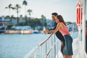 Couple looking out on the water