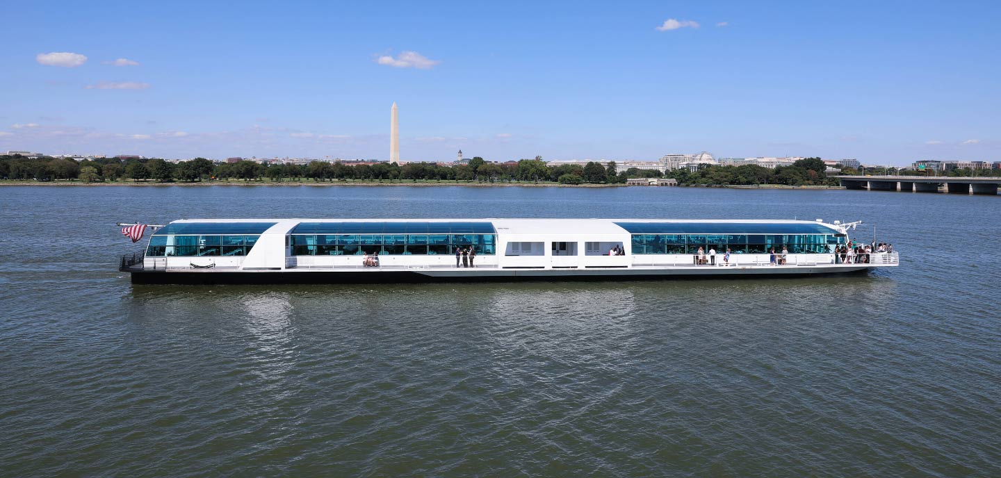 Odyssey DC boat Washington Monument in background