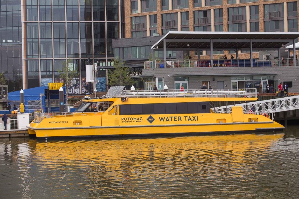 Washington DC water taxi docked.