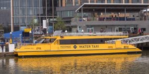 Washington DC water taxi docked.