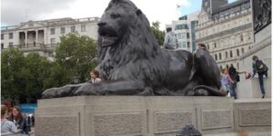 Львы на Трафальгарской площади в Лондоне