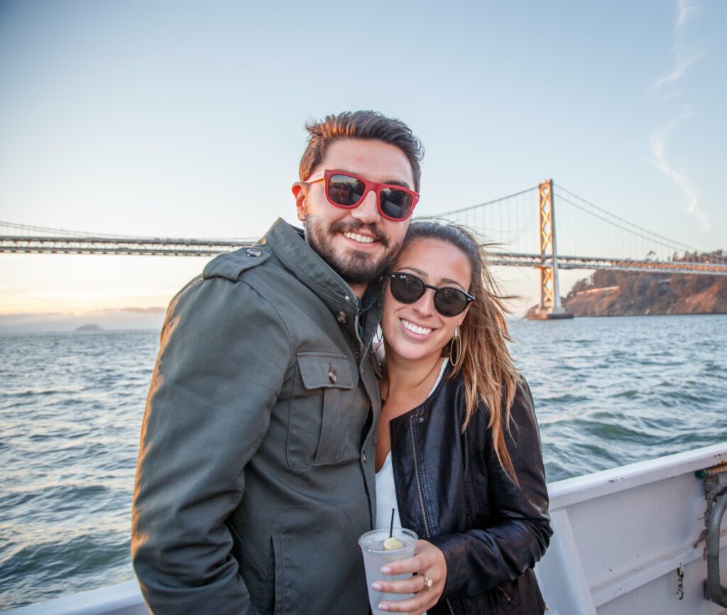 viewing golden gate bridge from a cruise