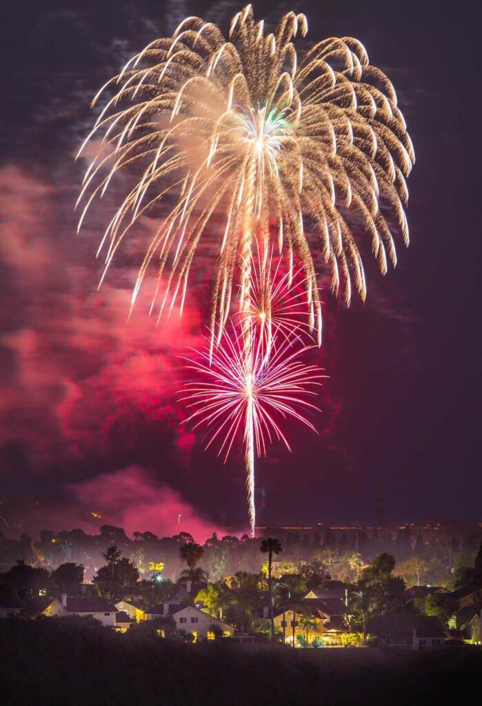 Fuochi d'artificio di San Diego Vista sulla città