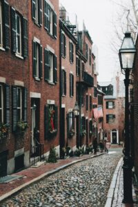 Cobblestone Streets Boston casas em linha