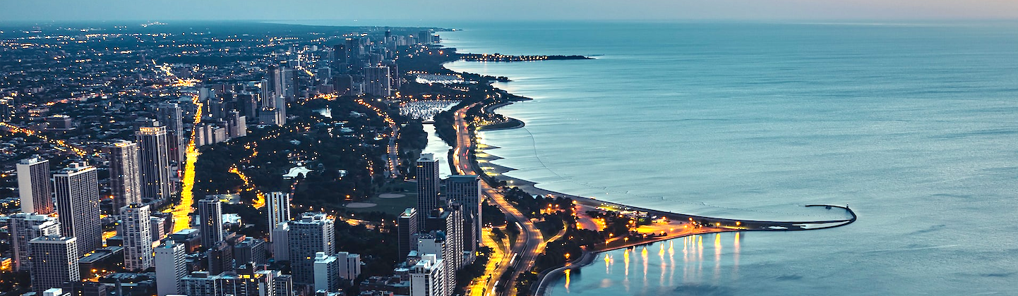 Lago Michigan de vista aérea 