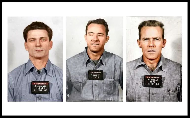 Les photos d'identité judiciaire de Frank Morris et des frères Anglin.
