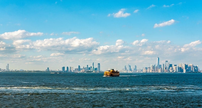 Linha do horizonte de Nova Jersey e da cidade de Nova Iorque
