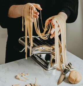 Homemade pasta being made