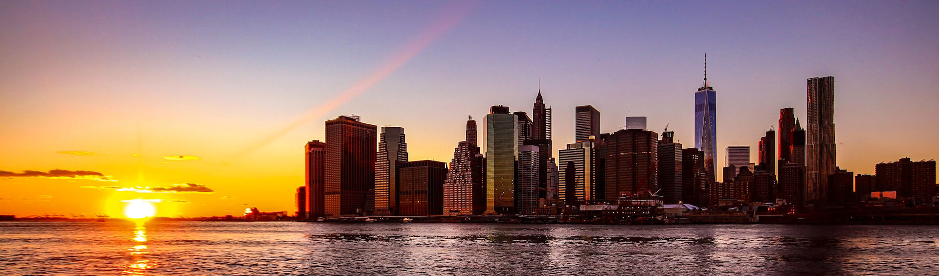 Coucher de soleil sur la ville de New York