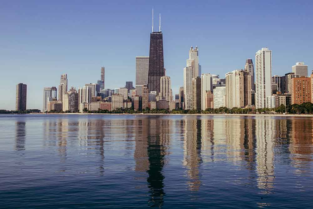 Chicagos skyline fra vandet