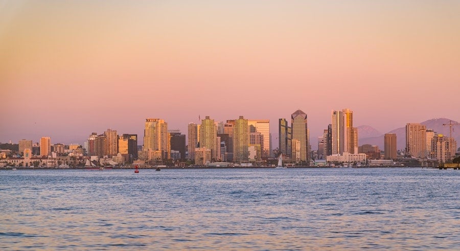 Lo skyline della città di San Diego in California