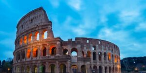 Rome Italy colosseum in evening