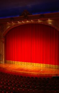 Stage with red curtain