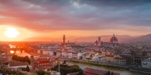 Florencia Italia skyline puesta de sol
