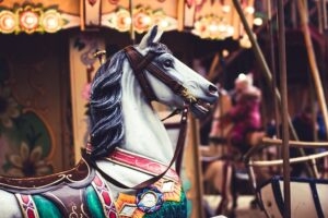 A merry go round horse