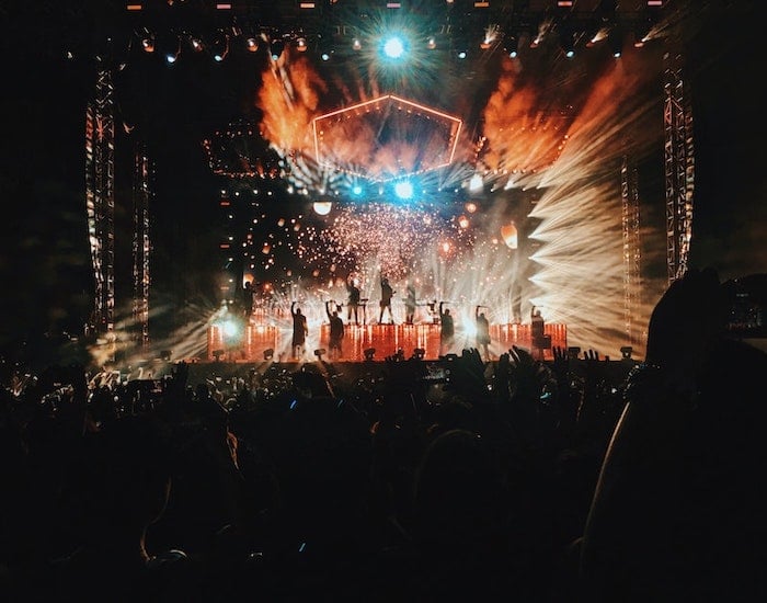 Music venue with group on stage