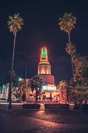 neon lighted building in sacramento