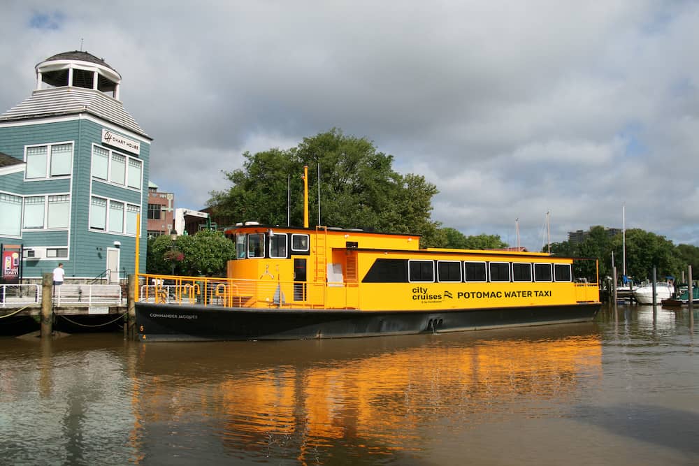 A City Cruises yellow Potomac River Water Taxi