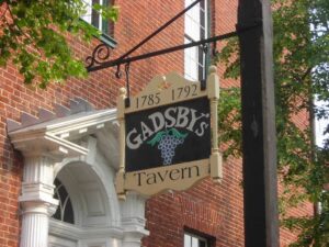 Enseigne de la taverne Gadsby's Alexandria Virginia