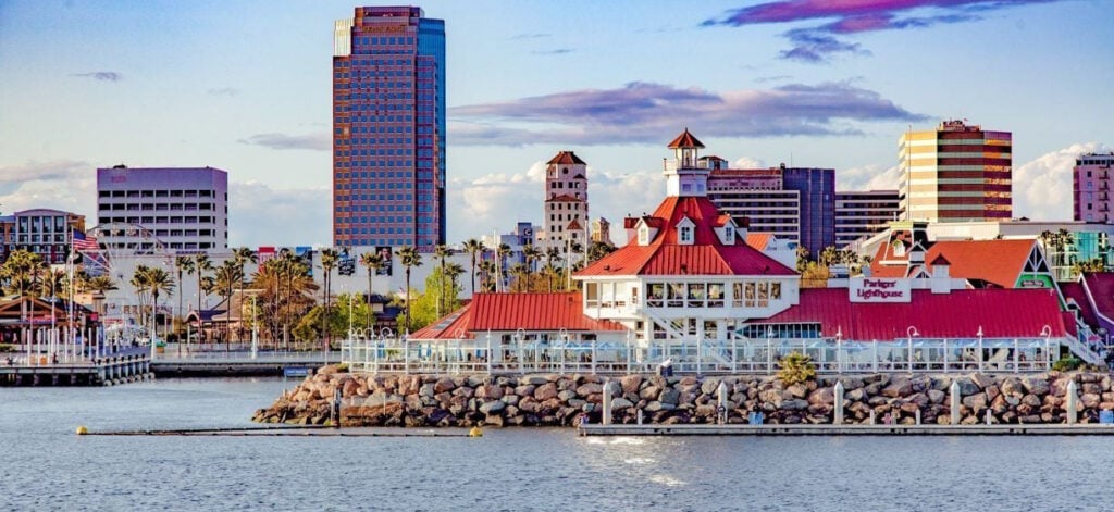 long beach skyline with buildings