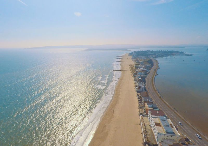 Poole, United Kingdom shoreline aerial view