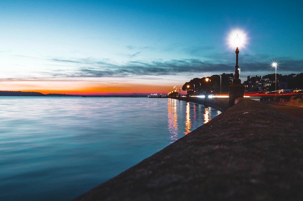 Poole UK Harbour at night