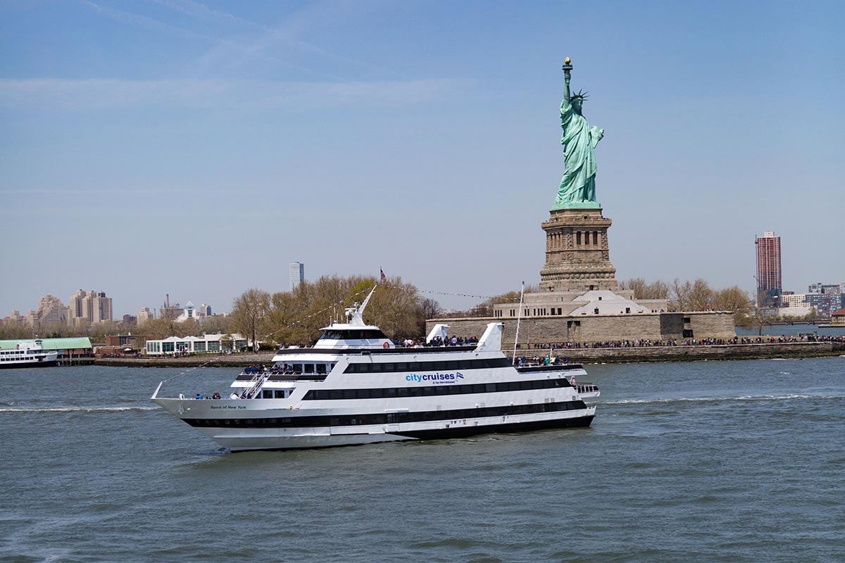 boat cruising by new york