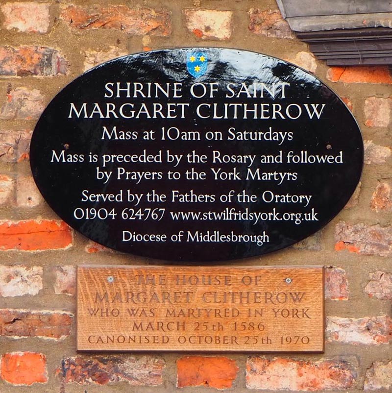 plaque in york for margaret clitherow