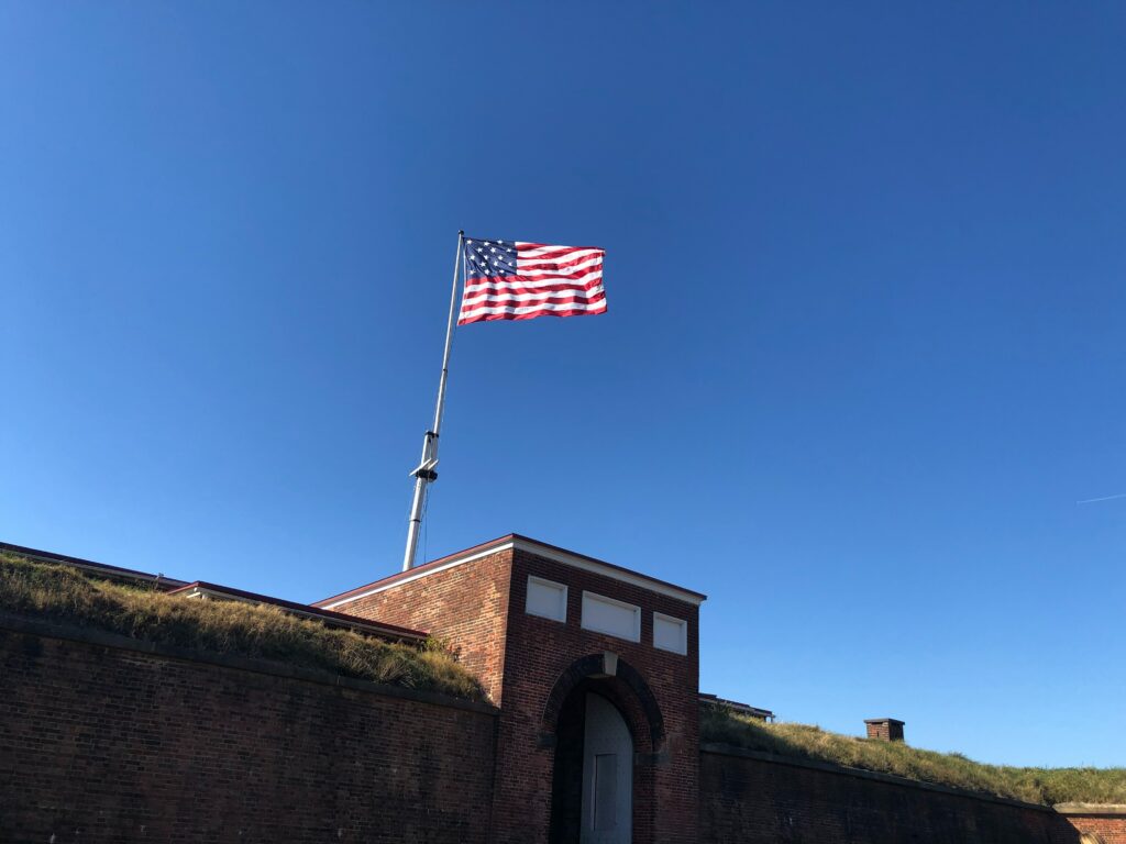 US flag flying at Fort McHenry