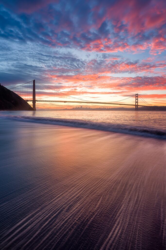 golden gate bridge at sunset