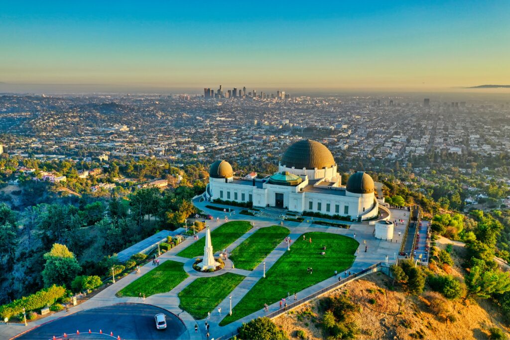 aerial view of griffith observatory