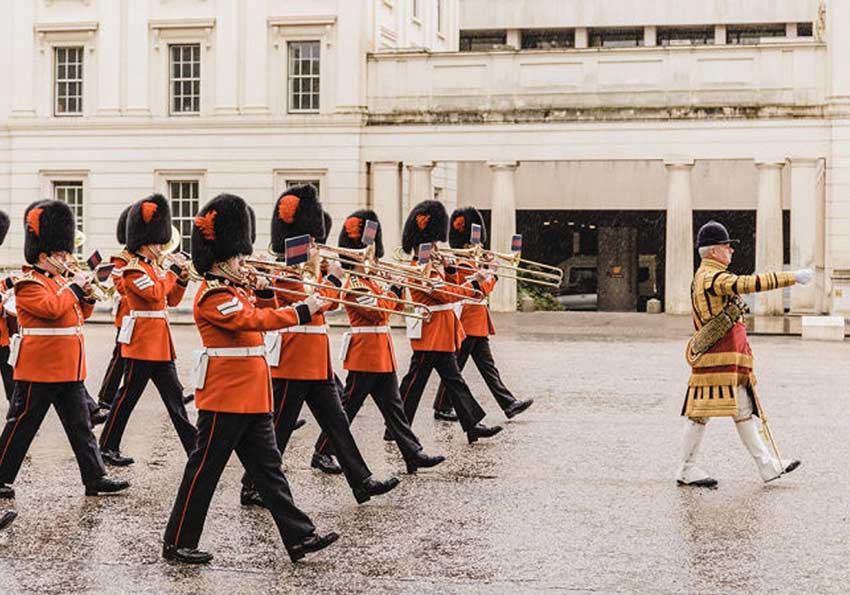 band marching for the changing of the guard
