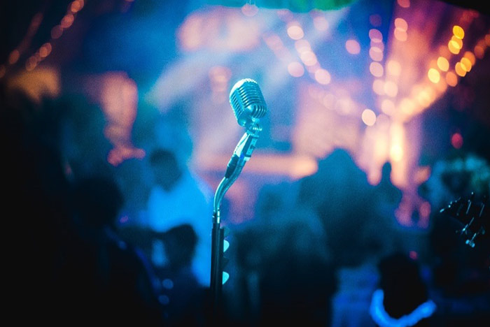 microphone on stage for karaoke nights