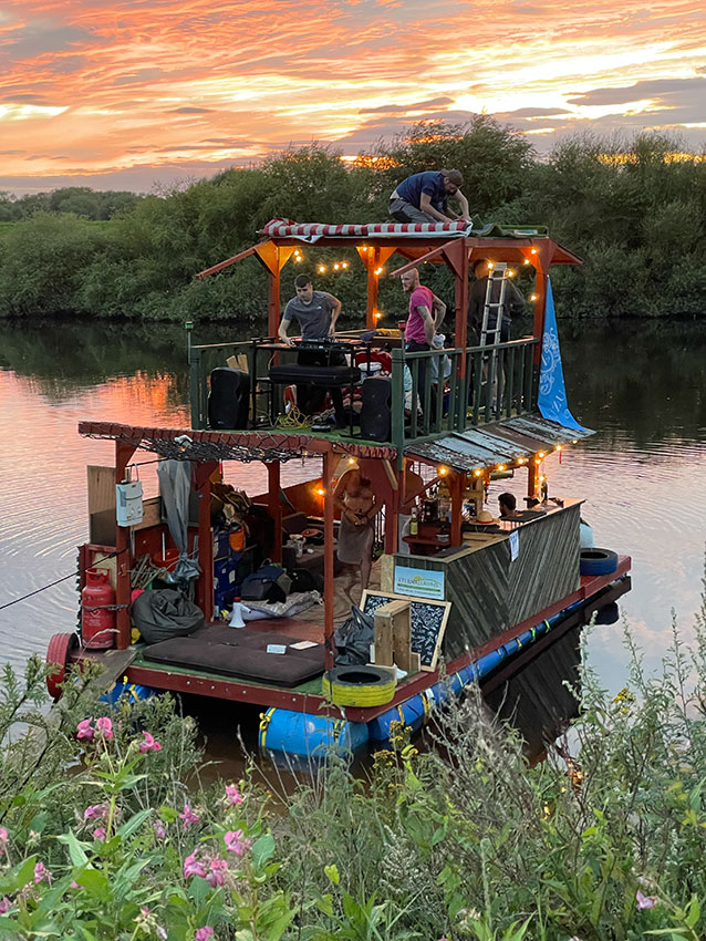 The Legends of the Ouse boat at sunset