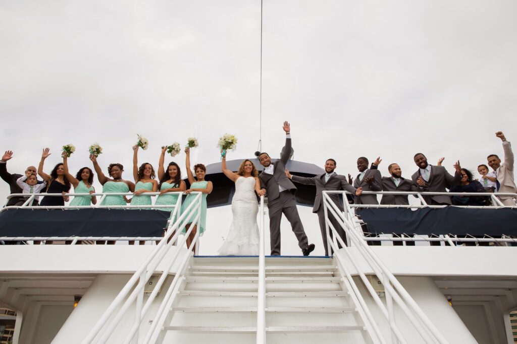 wedding party on boat in baltimore