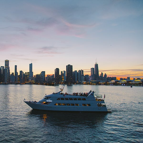 chicago vessel with city skyline
