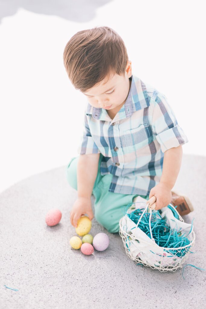 Boy with easter eggs
