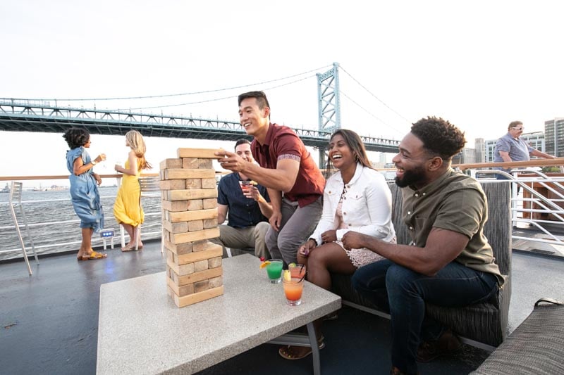 group playing jenga in philadelphia