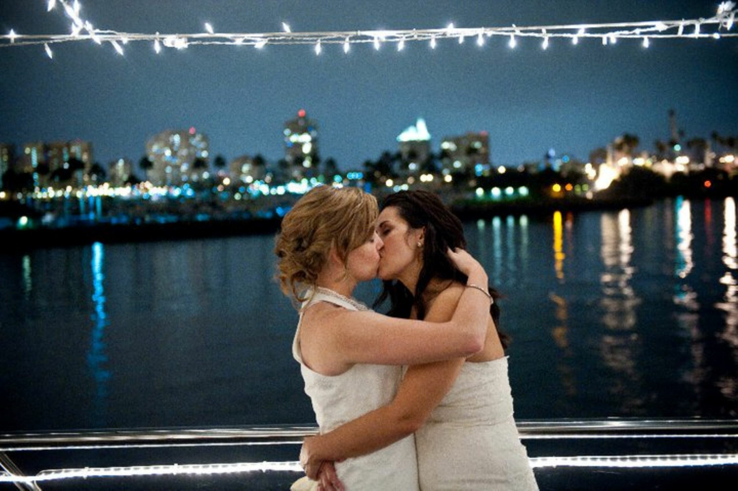 crew member amber cross wedding kiss