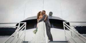 Couple on City Cruises Yacht for their Small Baltimore Wedding