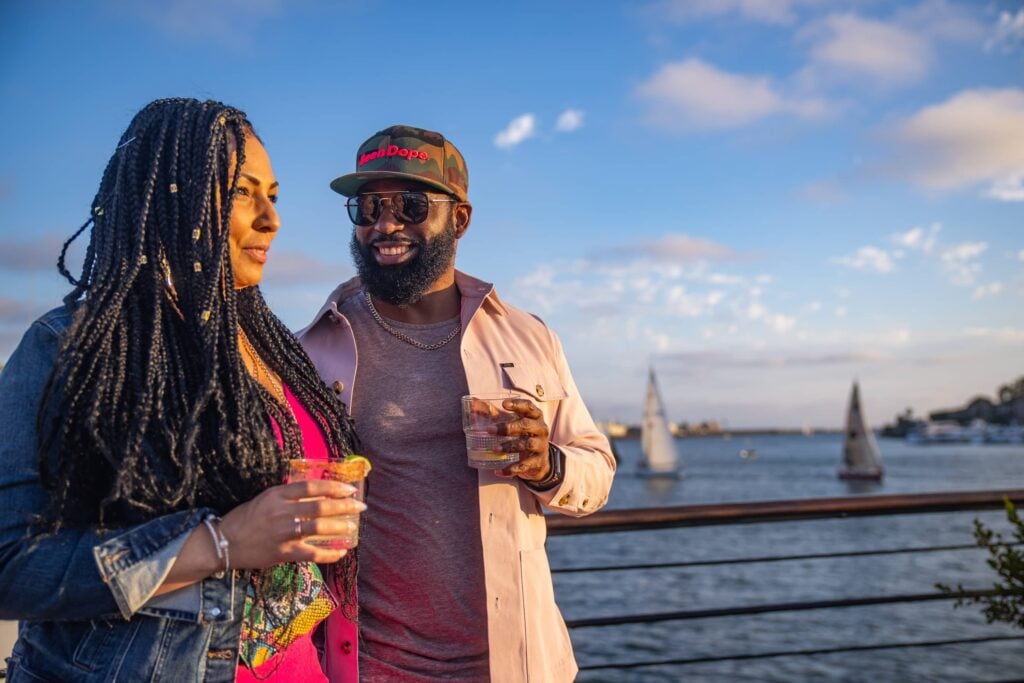 Couple on a City Cruises yacht in Marina del Rey