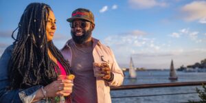 Couple on a City Cruises yacht in Marina del Rey