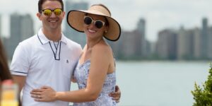 Couple on City Cruises Vessel in Chicago on Lake Michigan