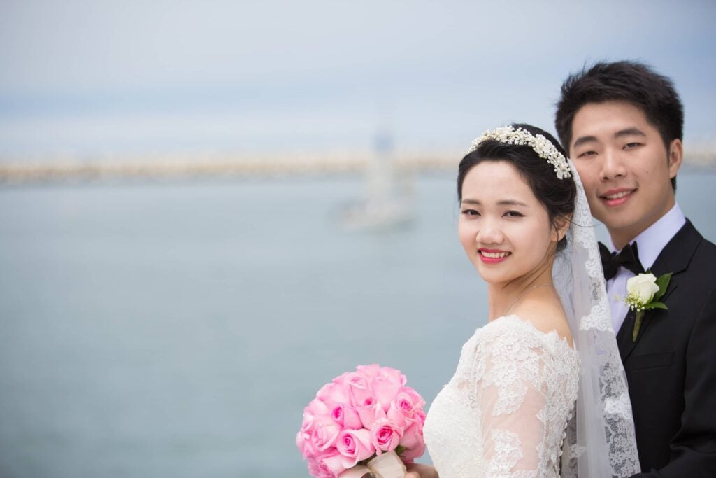 A couple enjoying all-inclusive wedding packages in Marina del Rey with City Cruises