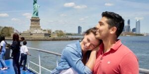 Couple on Statue City Cruises in NYC