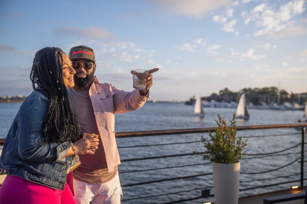 Couple celebrating their anniversary on a City Cruises vessel in Los Angeles